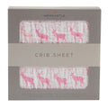 Pink Deer Cotton Muslin Crib Sheet